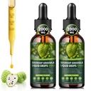 (2 Pack) Soursop Graviola Liquid Drops 2000mg, 98% Absorption für Zellunterstützung & Regeneration, Immune Boost, Leber, pflanzliche Güte, Soursop Bitters Liquid-Sugar/Gluten frei, natürliche Geschmack, 4 Fl Oz