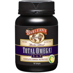 Barlean's Total Omega 3 6 9 Softgels, Blended Fish Oil Supplement mit Borage und Flaxseed Oil, 1.000 mg Omegas ALA, EPA, DHA und GLA für Joint Support Supplements und Herzgesundheit, 90 Zähler