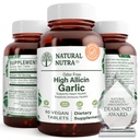 Natürliche Nutra High Allicin Knoblauch-Ergänzung, unterstützt Immunsystem, Verbesserung der Herzgesundheit, Verbesserung der Enzyme Gesundheit, bessere Verdauung, Kämpfe Kälte und Flu, Vanille Beschichtung, 500mg, 60 Vegan Tabletten