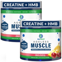 BioTrust Ageless Muscle Builder - Kreatin HMB Pulver mit Vitamin D3 & Betaine - Build & Preserve Natürliche Abbau Muskelmasse & Stärke - Frucht-Punch, 60 Portionen