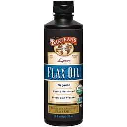 Barlean's Organic Lignan Omega 3 Flaxseed Oil Liquid Supplement für Männer und Frauen, Kalte Presse Flax Seeds, 7230mg ALA Fatty Acid, Vegan und Gluten frei, 16 oz