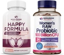 Ganzsome Wellness Happy Formula Natural Formula Relief Supplement + Dr. Formulated Raw Probiotics for Women 100 Billion CFUs Bundle