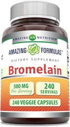 Erstaunliche Formeln Bromelain 500mg 2400 GDU, Veggie Kapseln | Non-GMO | Gluten Free | Made in USA | Ideal für Vegetarier (240 Count)